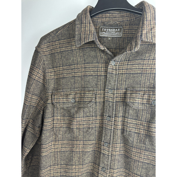 Thursday Boot Co. Summit Flannel Shirt Sequoia Plaid Brown Button Up Men's XL - Picture 4 of 13